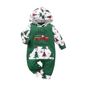 TAGVO Body Bébé Garçon Fille Noël, Body Bébé Garçon Fille Noël Bebe Grenouillères, Enfant Deguisement Noël bébé Pull de Noël Barboteuse, Pyjama Noël Bebe Jumpsuit Deguisement Enfants (lipsd eu, neuf)