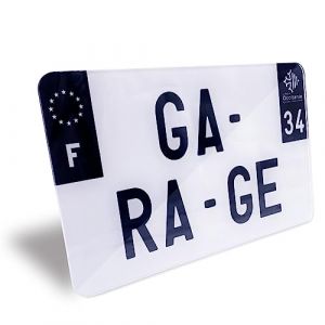 1 Plaque moto noire - Plaque immatriculation moto décorative côtés noirs - Plaque fantaisie 210x130mm - résistance aux chocs, aux intempéries et anti UV - avec rivets (Maseltof, neuf)