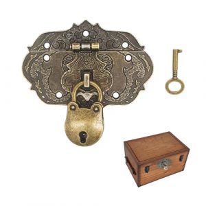 EUYKQNOI 1 pcs Loquet Serrure Vintage - Antique Moraillon Fermoirs en Fer Bronze Antique Verrous pour Décoratifs Cabinet Armoire Boîte à Bijoux pour Meubles, ferrures de Rideaux, serrures sur coffres (QSDMY, neuf)