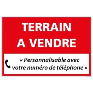 Signal&eacute;tique.biz France - Panneau Immobilier Personnalisable Terrain &agrave; Vendre - Rouge - Plastique Rigide AKILUX 3,5mm - Dimensions 600x400 mm - Personalisable (Forum France, neuf)