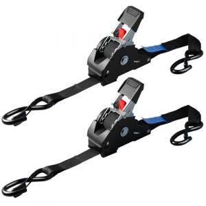 TLGREEN Lot de 2 Sangles &agrave; cliquet Automatique, 3m x 25mm, 748 KG de r&eacute;sistance &agrave; la Rupture, Sangles d'arrimage r&eacute;tractables avec Crochets en S, pour camions, remorques, Motos, v&eacute;los et Plus Encore (Cococloud, neuf)