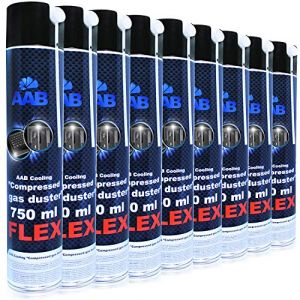 AABCOOLING Compressed Gas Duster Flex 750ml - 9 Pi&egrave;ces - Air Comprim&eacute; avec Un Tube Flexible, D&eacute;poussi&eacute;rant, Bombe a Air Comprim&eacute;, Bombe a Air Sec, D&eacute;poussi&eacute;rant Mat&eacute;riel (AAB Seller FR, neuf)