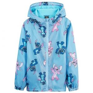 Disney Veste Stitch, Impermeable Enfant Fille, Veste de Pluie Enfant avec Doublure en Polaire, Vêtement Enfant Fille Ado 4-14 Ans (Multicolore, 9-10 Ans) (Get Trend., neuf)