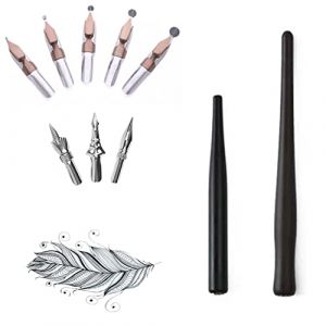 MiaLover Lot de 10 Plumes porte-plume avec plume &agrave; dessin pour bande dessin&eacute;e - Porte-plume avec 2 porte-stylos en bois noir - 8 plumes pour dessin anim&eacute; et artistes (Mias Mall, neuf)