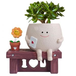 RuiDay Smiley Pots De Fleurs &Agrave; Suspendre,Pot de Fleur Suspendu avec Visage Sourire Et Balan&ccedil;oire,R&eacute;sine Pot Plante Interieur，D&eacute;coration Murale pour Int&eacute;rieur, Balcon et Jardin (Tournesol) (JIANyuc, neuf)