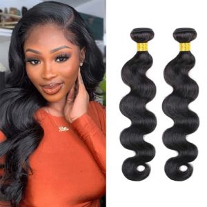 DaiMer Human Hair Bundles Body Wave Bundles Human Hair 26 28 Inch 2 Bundles Human Hair 12A Grade 100% Unprocessed Brazilian Virgin Hair Body Wave 2 Bundles Human Hair Extensions Natural Color (deme hair, neuf)