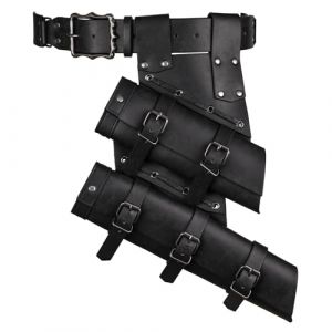 HiiFeuer 2 Pi&egrave;ces Porte-&Eacute;p&eacute;e Double M&eacute;di&eacute;val - Housse d'&Eacute;p&eacute;e R&eacute;glable pour Ceinture Renaissance - &Eacute;tui &agrave; &Eacute;p&eacute;e pour Cosplay & LARP (Noir A) (HiiFeuer, neuf)