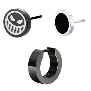 LQUYTA 3 Pièces Créoles Trois Styles Deux Clous d'Oreille Une Boucle d'Oreille Bijou d'Oreille Classique Parfait pour Hommes et Femmes à Porter Style Punk (CCtunCanton OÜ, neuf)