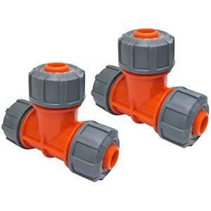 AERZETIX - C48611 - Lot de 2 Connecteurs de Tuyau d'arrosage en ''T'' 19mm &agrave; 3 Voies - raccord Rapide pour tuyaux d'irrigation - coupleur d'accouplement en Plastique (Tuning, neuf)