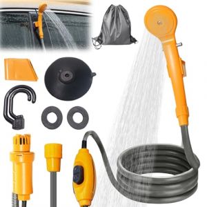 PORFOYO Douche De Camping 12V Douche Portable, Douche Camping avec Pompe Camping Douche Extérieure Kit De Douche Mobile avec Pommeau De Douche Et Tuyau, pour Randonnée, Camping, Nettoyage des Animaux (TRUST AND BU, neuf)