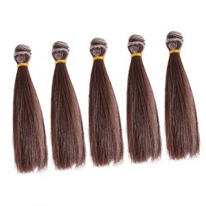 Healeved Lot De 5 Perruques De Poup&eacute;e Lisses 15 Cm En Soie R&eacute;sistante &agrave; La Chaleur Pour Fabrication Diy Gar&ccedil;on Et Filles Et Projets Scolaires Cheveux Synth&eacute;tiques (Accompany JY, neuf)