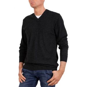 Marenza Col en V pour Homme à Manches Longues en Cachemire en Soie fabriquée en Italie, Anthracite, Medium (Bo.MA., neuf)