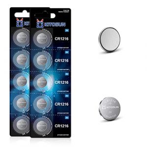 Kitosun CR1216 Pile Lithium Bouton Batterie 3V - 3 Volt CR 1216 Piles pour Montres Timex Indiglo T&eacute;l&eacute;commande de Cl&eacute; de Voiture Thermom&egrave;tre Calculatrice (10 pi&egrave;ces) (Kitosun, neuf)