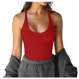Camisole Pour Femme Avec Soutien Debardeur Blanc Sport Tenue Sans Armatures D&eacute;bardeur Haut Top Gorge Int&eacute;gr&eacute; Anti-Transpirant Voyager En Avion Integre Brassi&egrave;re Int&eacute;gr&eacute;e (Clumanbbl, neuf)