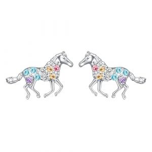 Boucle D'oreille Femme Argent Boucles D'oreilles Cheval Enfant Fille Bijoux Cheval Boucles D'oreilles Animaux Noël Cadeaux Pour Femmes Fille horse (HanWai, neuf)