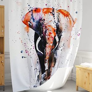 Rideau de douche avec crochet faciles à installer | égayez votre ensemble de décor de salle de bain avec superbe rideau douche animaux motif éléphant |Rideau de douche 180x200 anti moisissure lavable (B&T Maison, neuf)