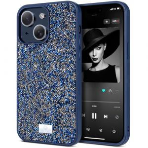 BEZ&reg; Coque iPhone 14 Paillette, Coque pour iPhone 14 Glitter, Series de Etuis avec Bling & Co., &Eacute;tui en Diamant Etincelant et &agrave; Cristal Bling, Coque Compatible avec iPhone 14, Bleu Nuit (TheBlingZ., neuf)