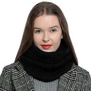 DonDon &Eacute;charpe femme hiver &Eacute;charpe en laine &Eacute;charpe tube snood Tour de Cou Cache cou - Noir (urban-styles, neuf)