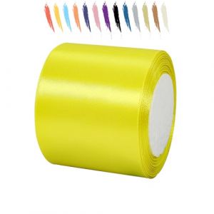 75mm Jaune Citron Ruban Satin pour Emballage Des Cadeaux,23 mètres Polyester Rubans pour Bouquets,Ballon,Couture,Nœuds,Gâteau,Satin Ruban Roll pour Décoration de Mariage/Anniversaire/Noël/Fête (Salty-Doggie, neuf)