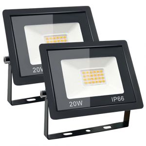 20W Projecteur LED Ext&eacute;rieur, IP66 Etanche Spot LED Ext&eacute;rieur, &Eacute;clairage Mural 3000K Blanc Froid, pour Jardin, Terrasse, Garage, Entr&eacute;e (GoldenSea02, neuf)