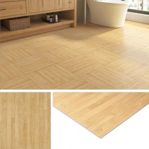 Livelynine Dalle PVC Adhesive Sol 30x30 Cuisine Couleur Bois Lino Sol Adhesif Bois Clair Carrelage Adhesif Sol Salle de Bain Cuisine Parquet Adhesif Sol Chambre Sol PVC Adhesif Parquet Salon, 4 Dalles (Livelynine Euro, neuf)
