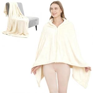 SNZ Couverture en Flanelle Poncho pour Femmes & Hommes - Cape d'Hiver Extra Doux comme Couverture de Canap&eacute;, Couverture de Voyage, Couverture Chaude pour la Maison, Avion, Bureau et Camping, Durable (Qifeitech, neuf)
