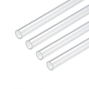 sourcing map Acrylique Tuyau Transparent Rigide Rond Tube 14mm ID 18mm OD 10" pour Lampes et Lanternes, Eau refroidisement Système 4pcs (Weisser Berg, neuf)