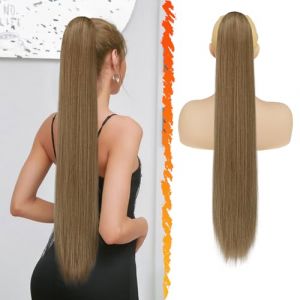 BARSDAR Longue Raides Queue de Cheval Extension - 76cm Brun Queue de Cheval Extension de Cheveux avec Cordon Synth&eacute;tique Clip en Queue de Cheval Postiche Faux Ponytail pour Femmes - Clair Brun Mixte (BARSDAREU, neuf)