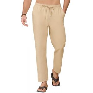 CheChury Pantalon Homme en Lin et Coton Ete Pantalon Decontracte avec Poches Cordon Pantalon Ample Yoga Pants Casual Pantalon de Plage Léger Respirant Pantalon d'Été Long Pantalon Homme Sport (Sofenny, neuf)