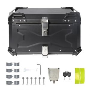 YEOOIYCW Top Case Moto,Alliage d'aluminium Coffre Moto,Top Case Universel,Solide et Imperm&eacute;able,Valise &agrave; Casque avec Serrure de S&eacute;curit&eacute;,Valise de Voyage pour Le Rangement de Casque (65L-A) (PRUTEANU STORE S.R.L., neuf)