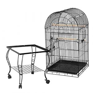 HUOLE Voli&egrave;re,Cages &agrave; Oiseaux,Grande Cage &agrave; Oiseaux Voli&egrave;re Ext&eacute;rieur avec Pied sur Roulette pour Perroquet/Perruche/Canari/Parakeet/Calopsitte &eacute;l&eacute;gante,Cage &agrave; Oiseaux Portable, 59 * 59 * 150cm (Hechheu, neuf)