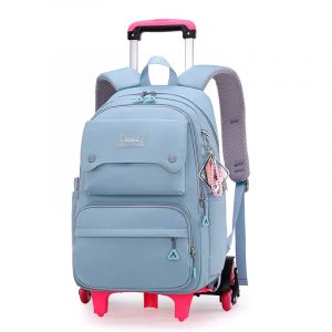 Tanou Cartable a Roulette Fille, 16 Pouces Légers Sac a Roulette Fille Primaire, Détachable Cartable Roulettes Enfant pour Voyages Scolaires, 7-12 Ans, Bleu (Tanou Bagages, neuf)