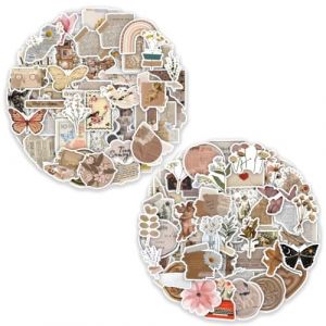 120 Pcs Autocollant Scrapbooking, Autocollants Vintage,Stickers Autocollant Livre Aesthetic D&eacute;coratifs, Autocollant Adh&eacute;sif pour DIY Journal Scrapbooking Album Bricolage Artisanat Cahier D&eacute;coration (Newbilty OU, neuf)