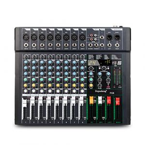 Depusheng FG8 Table de mixage audio professionnelle 8 canaux pour enregistrement sur ordinateur Interface de contrôleur de son 24 effets DSP intégrés avec alimentation fantôme 48 V, MP3, Bluetooth (MRAUDIO, neuf)