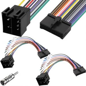 Xiatiaosann Connecteur ISO 20 broches autoradio Adaptateur ISO 20 broches vers 16 broches Connecteur faisceau c&acirc;bles pour autoradio avec &eacute;cran DIN, compatible avec la plupart des mod&egrave;les v&eacute;hicules (HAAMNING7, neuf)