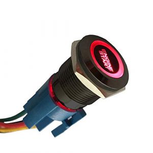 ETOPARS Noir Coque 19mm Rouge Lumière 12V Bouton Poussoir Démarrage Voiture Interrupteur Momentané Allumage Intérieure Engine Start Prise de Fil (Etocars, neuf)