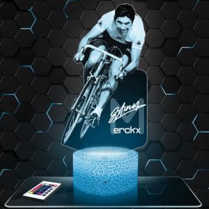 Lampe de chevet E. Merckx Cyclisme décoration Vélo Cycliste. Idée cadeau homme objet Eddy M Cyclisme veilleuse adulte déco chambre. Idee cadeau noel homme original (Lampephoto-fr, neuf)