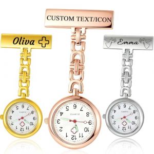 QSZ Montre &agrave; Gousset D'infirmi&egrave;re Personnalis&eacute;e Ic&ocirc;ne de Nom Personnalisable Montres &agrave; Clip de Ceinture pour Femme Adapt&eacute;e aux M&eacute;decins Infirmi&egrave;res et Personnel M&eacute;dical (Montre Broche-1) (QSZ Store, neuf)