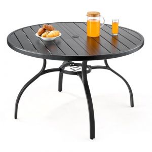 VEVOR Table &agrave; Manger pour Patio ext&eacute;rieur 1200 mm, Table de bistrot Ronde en Acier et m&eacute;tal, Charge 68,04 kg, avec Trou pour Parasol de 38 mm, Grand Meuble Toutes Saisons pour Jardin, v&eacute;randa, Noir (VEVOR Direct Store FR, neuf)