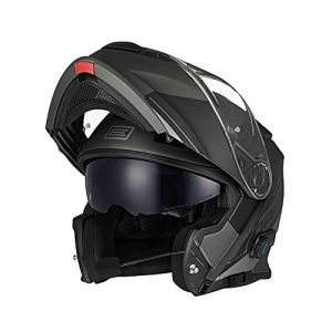 ORIGINE Bluetooth Casque Moto Modulable ECE Homologué Casque De Moto Intégré avec Double Visiè (Spike Black Titanium,L) (H&H Sports Protection srl, neuf)