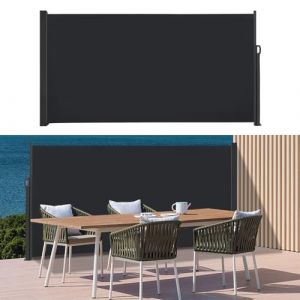 Store Latéral Extensible en Aluminium,Brise Vue Rétractable,Paravent Extérieur,Protection de l'intimité et du Vent,Vue Pare-Soleil,Auvent Latéral pour Balcon,Terrasse,Jardin,2x3m,Anthracite (PAVELLE, neuf)