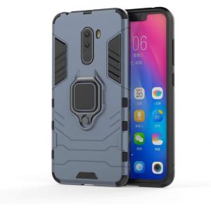 MUMOYAN Coque pour Xiaomi Pocophone F1, hybride 2 en 1 TPU + PC Bumper rotatif à 360°, protection anti-chute de qualité militaire, [Travaux avec support de voiture magnétique] Étui de protection, bleu (glkmy, neuf)
