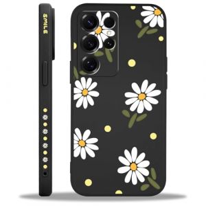 Saqmkil Coque pour Samsung Galaxy S25 Ultra 5G, Aesthetic Design Fleur Motif Silicone Housse &Eacute;tui, Femme Fille Protection Etui TPU Souple Bumper Cover pour Samsung S25 Ultra 5G 6,7'', Chrysanth&egrave;me (HEILALA VANILLA, neuf)