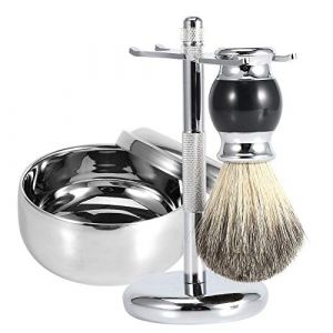 Blaireau de rasage de luxe pour homme - Coffret de luxe - Blaireau de rasage + porte-blaireau + bol + porte-pinceau, porte-savon et blaireau de blaireau pour homme (Gulaer, neuf)