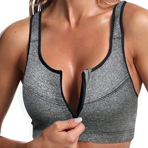 Soutien-Gorge de Sport Zipp&eacute;e Devant Dos Nageur avec Coussinets Soutien &Eacute;lev&eacute; sous-v&ecirc;tements de Sport Femme Brassi&egrave;Re Sport Femme Soutien-Gorge de Sport Femme Zipp&eacute;e Devant Push Up Bra (usitable, neuf)
