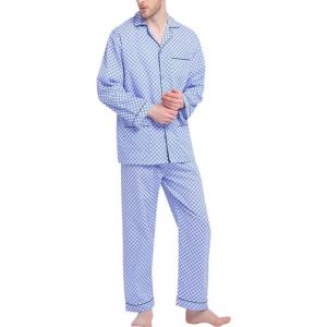 GLOBAL Homme Pyjama 100% Coton Confortable Flanelle de Nuit Haut &agrave; Manches Longues et Fond Ensembles Flanelle Pyjama (GLOBAL Online, neuf)