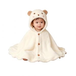 Cape Poncho &agrave; Capuche pour Enfants Filles Gar&ccedil;ons Poncho d'Hiver en Fausse Fourrure Chaud &Eacute;pais Manteau de Si&egrave;ge Auto B&eacute;b&eacute; Ch&acirc;le d'Ours Mignon Veste Ext&eacute;rieur Coupe-vent pour Tout-Petits 0-3 Ans (AmoureuxUK, neuf)