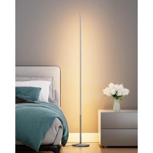 EDISHINE Lampadaire LED sur Pied Salon, 147cm Dimmable Colonne Lumineuse, 3000K Blanc Chaud, Moderne Lampe D'Ambiance, Interrupteur au Pied, Decoration Intérieur pour Salle de Jeu,Argent (DewenwilsDirect, neuf)
