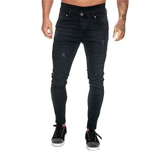 Oanviso Jean Troué Homme Style Hip Hop Détruit Trou Pantalon en Denim Extensible Couleur Unie Jeans Trou Cassé Streetwear Jeans Moulants Trekking Grande Taille B3 Noir L (Osheoiso Inc., neuf)