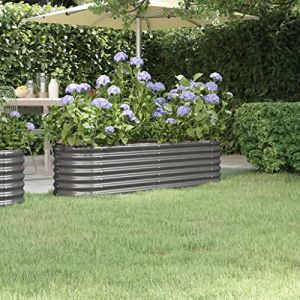 WIFESE JardinièRe De Jardin Acier Enduit De Poudre 152x40x36 Cm Gris Jardiniere Exterieur Grande Taille Jardiniere Balcon Jardiniere sur Pieds Carré Potager Bacs à Fleurs Potager Bac A Fleur (WIFESE official, neuf)